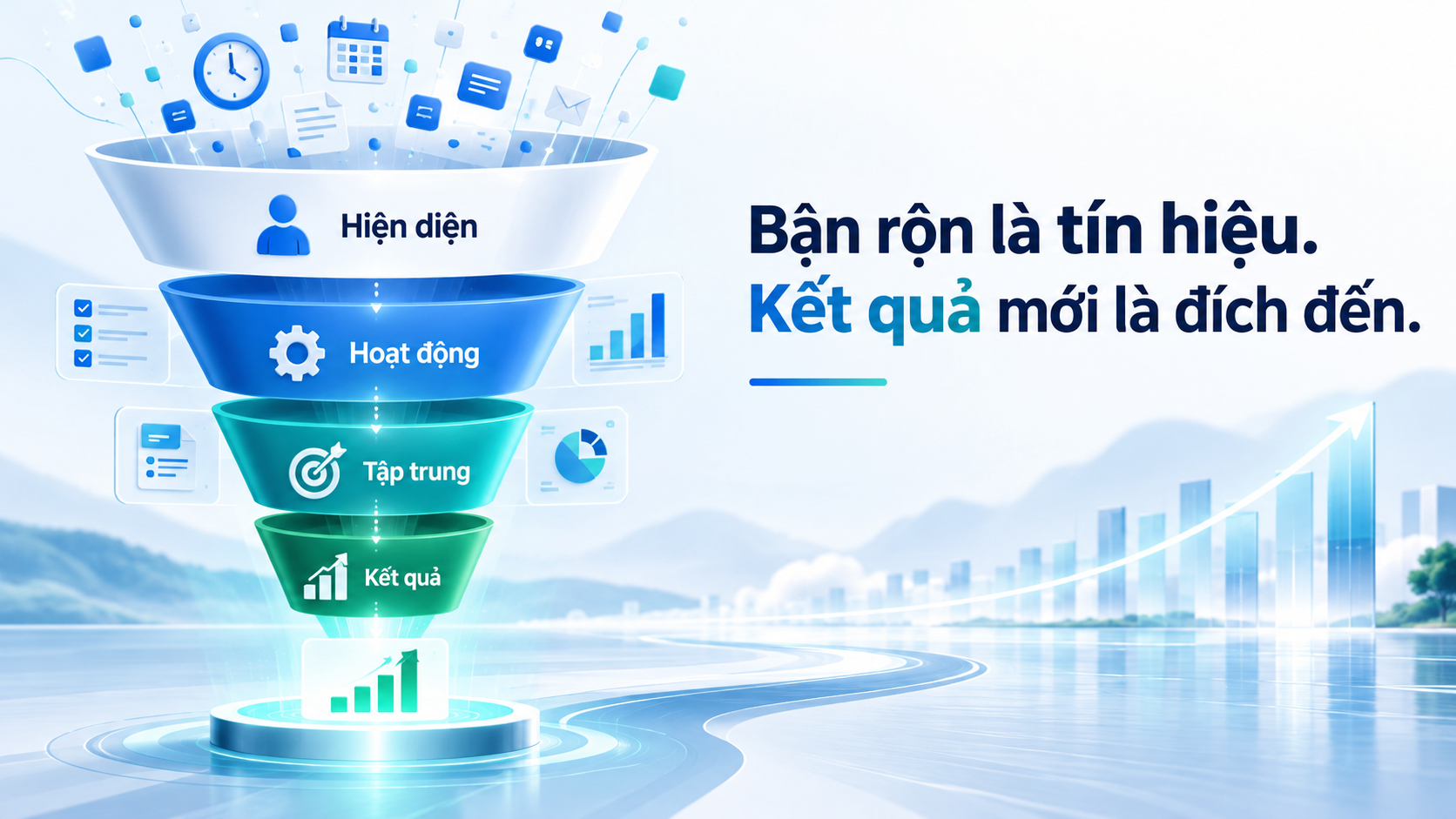 Bốn lớp dữ liệu từ thời gian hiện diện đến kết quả.
